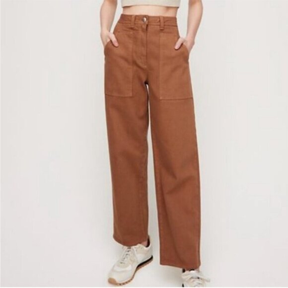 Aritzia Wilfred Modern Utility Pants BrownCargo Straight Leg size 2 - Picture 1 of 11